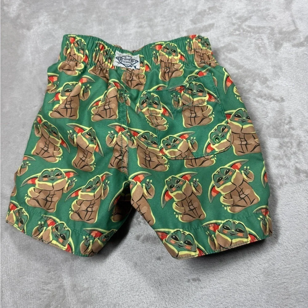 Disney Star Wars X Gap Baby Yoda Grogu Green Swim Trunks Boardshorts 18-24 M